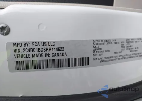 2024 Chrysler Pacifica Touring L из США, поврежденный, VIN 2C4RC1BG8RR114622